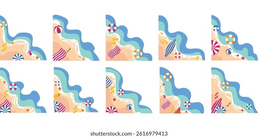 Summer Beach Corner Flat Illustration 