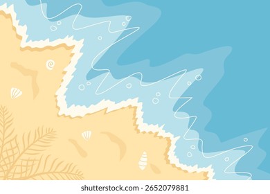Summer beach corner. Hand drawn seashore vector illustration