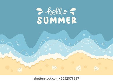 Sommerstrand Ecke. Handgezeichnete Küste, Vektorgrafik
