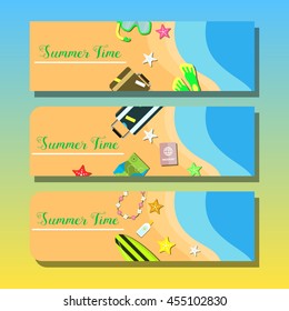 Summer beach design illustration of greeting card