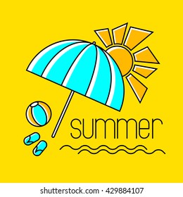 Summer beach design linear style. Vector Illustration