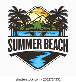summer beach design logo vector