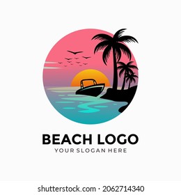 summer beach design logo vector