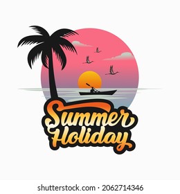 summer beach design logo vector