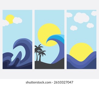 Summer beach design looks simple and minimalist for banner, poster, flyer, and social media content