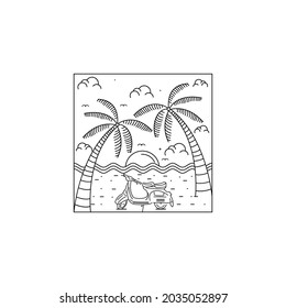 summer beach design with monoline style concept