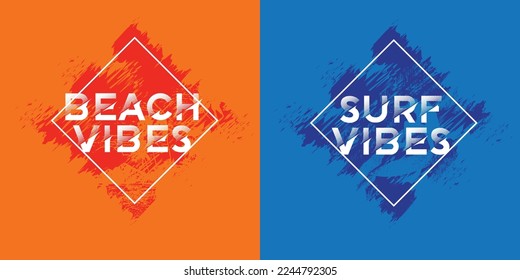 Summer Beach Design Beach vibes surf vibes Typography Grunge texture background Poster T shirt graphic design Print Vector