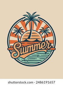 Summer beach design vintage and retro for Tshirt design or Apparel