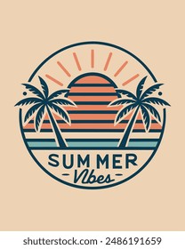 Summer beach design vintage and retro for Tshirt design or Apparel
