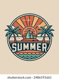 Summer beach design vintage and retro for Tshirt design or Apparel