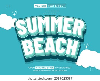 summer beach editable text, font effect, 3d text for title