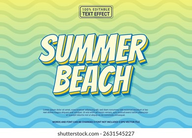 Summer Beach Editable Vector 3D Text Effect – Playful and Modern Typography Cartoon Style for Poster, Branding, Social Media