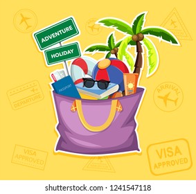 Elemento de playa de verano en la ilustración de la bolsa