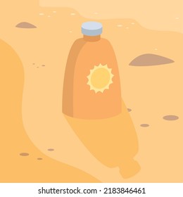 summer beach element icon, vector image with sea sand shape background