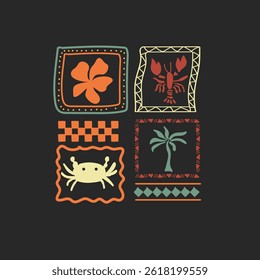 Summer beach element pattern vector graphic