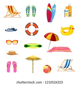 Summer beach elements set