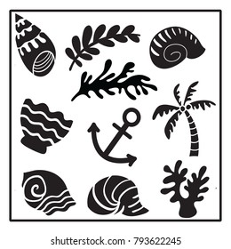 summer beach elemet vector set