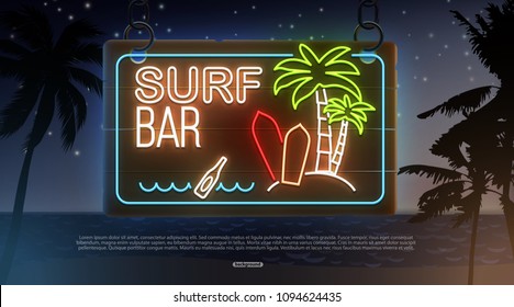 summer beach evening background place for tex neon bar surf