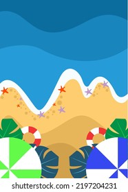 Summer Beach Flat Background Illustration Top View