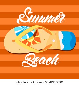 Summer beach .Flip flops illustration. Vector illustration design.