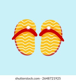 Summer beach flip-flop vector illustration with wavy striped pattern.