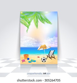 Summer Beach Flyer, Cocktails Poster Template, A4 Style Brochure and Cover Design