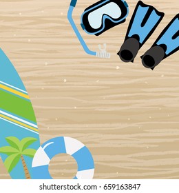 Summer beach frame with beach items