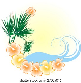 Summer beach in frame - vector illustration