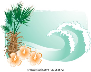 Summer beach in frame - vector illustration