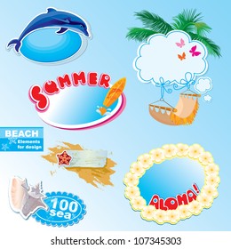 summer beach frames and elements set
