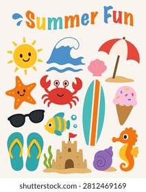 Summer Beach Fun Elements Set