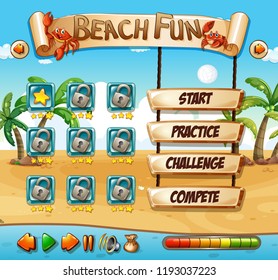 Summer beach fun game template illustration