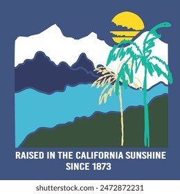 Summer Beach Graphic Sunshine California wave Distressed Typography t shirt design print vector