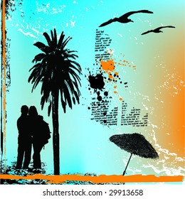 summer beach grunge background illustration