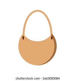 Summer beach hand bag with leather and rope handles in flat style isolated on white background. Minimal flat vector illustration for print or web. Luggage, cases and backpacks. Striped style.