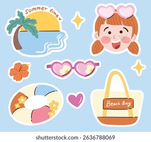 Summer beach hand drawn clipart collection