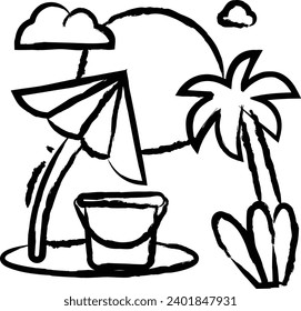 Summer beach hand drawn vector illustration