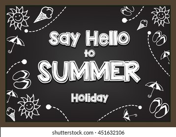Summer beach hand drawn vector symbols and objects