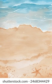 summer beach hand drawn watercolor background	
