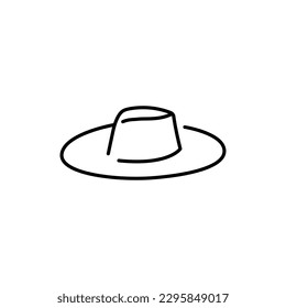 Sommerstrand hat schwarze Linie Symbol. Piktogramm für Webseiten, mobile App, Promo.