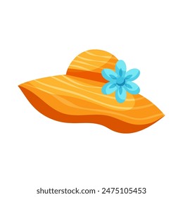 Sombrero de playa de verano con lazo y lazo de flores azules. Accesorio elegante del tocado de la protección solar