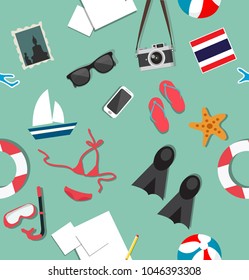 Summer beach holiday accessories collage pattern