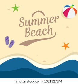 Summer beach holiday background design. top view beach vector illustration.