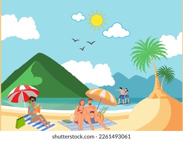 Dibujo vectorial de la caricatura de vacaciones de verano