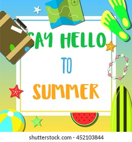 Summer beach and holiday icon set flat item background vector illustration