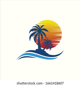 Summer Beach Holiday Logo Illustration Vector Template Premium Quality