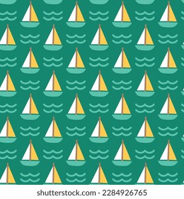 Sommerurlaub am Strand nahtlose Wiederholung Muster. Digitaldruckpapier. Das Muster der schroffen Seeschiffe.