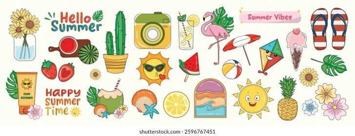 Summer and beach holiday set vector