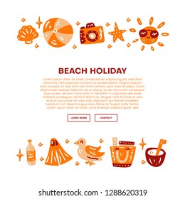Summer beach holiday. Square text template