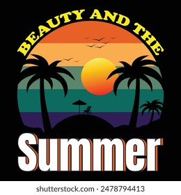 Summer Beach Holiday Surfing T-shirt Design